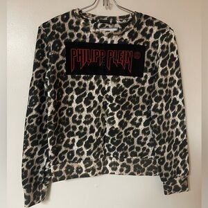 Philipp Plein Junior Leopard Crystal Embellished Sweatshirt